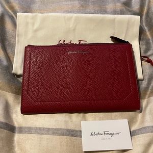 Nwt authentic Ferragamo red leather large wallet